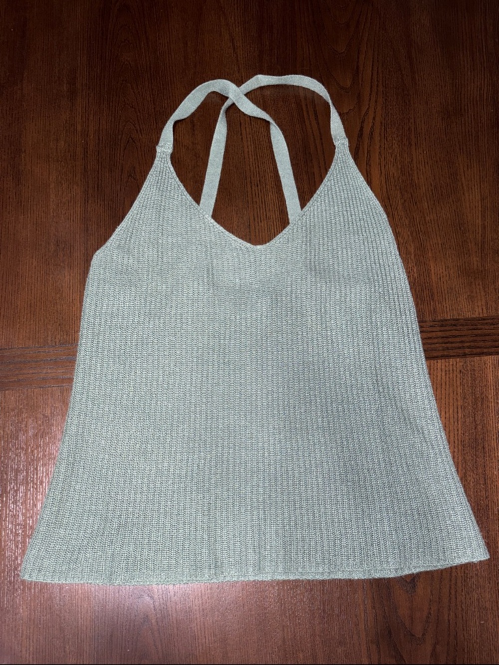Light Sage Knit Halter Tank Top size L